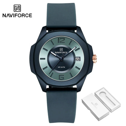 NAVIFORCE Women's Quartz Watches Silicone Strap Wrist Watch Waterproof