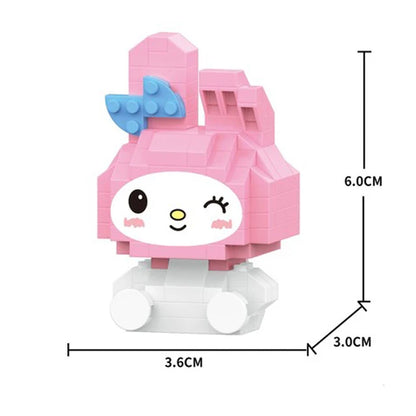 Sanrio Anime Hello Kitty My Melody Cinnamoroll Pompompurin Kuromi Friends Building Blocks Bricks Girl Children Kid Toy Gift Set