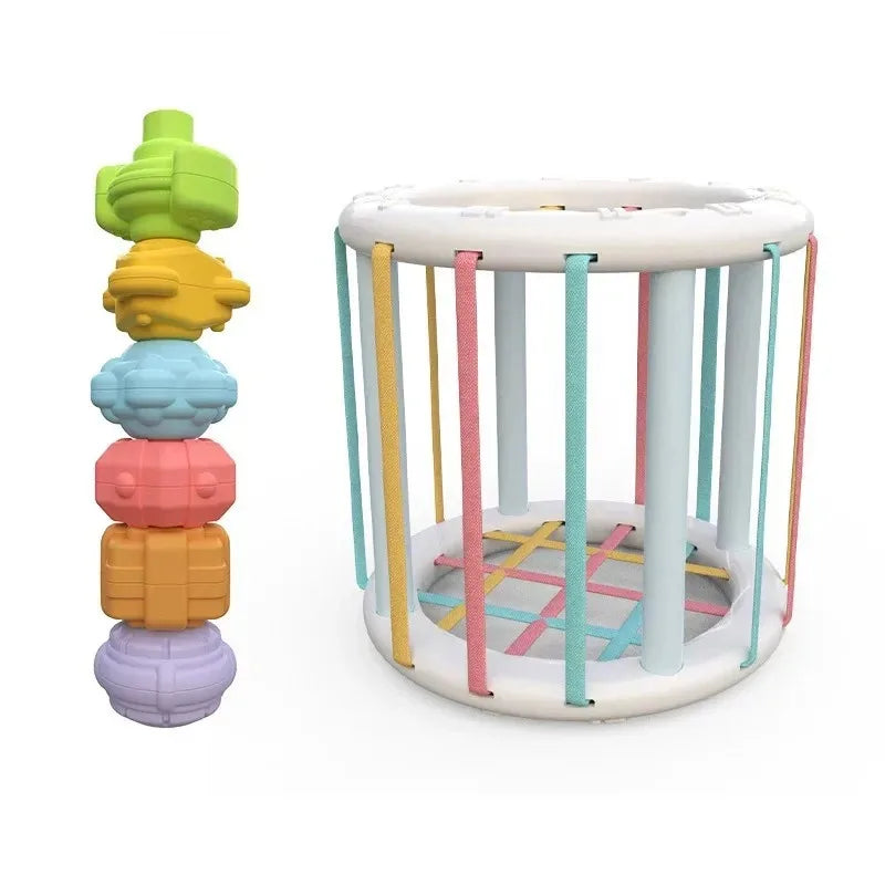 Montessori Shape Sorter Cube – Rainbow Sorting Blocks for Infants
