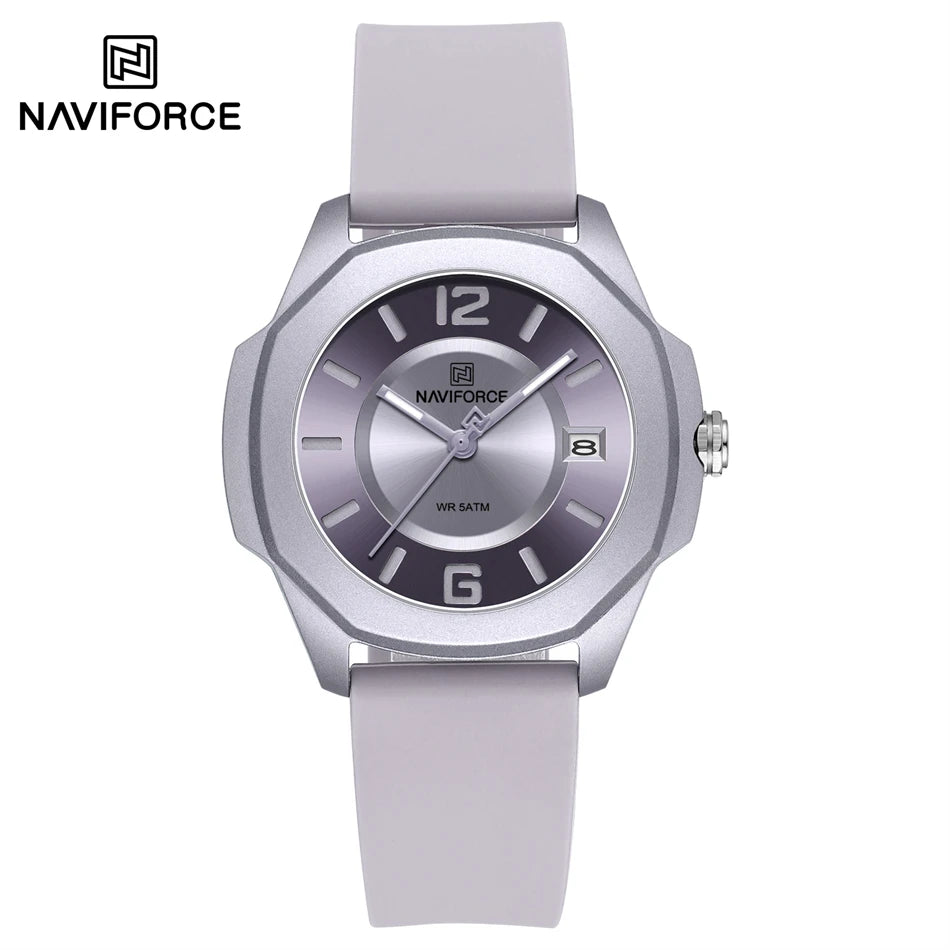 NAVIFORCE Women's Quartz Watches Silicone Strap Wrist Watch Waterproof