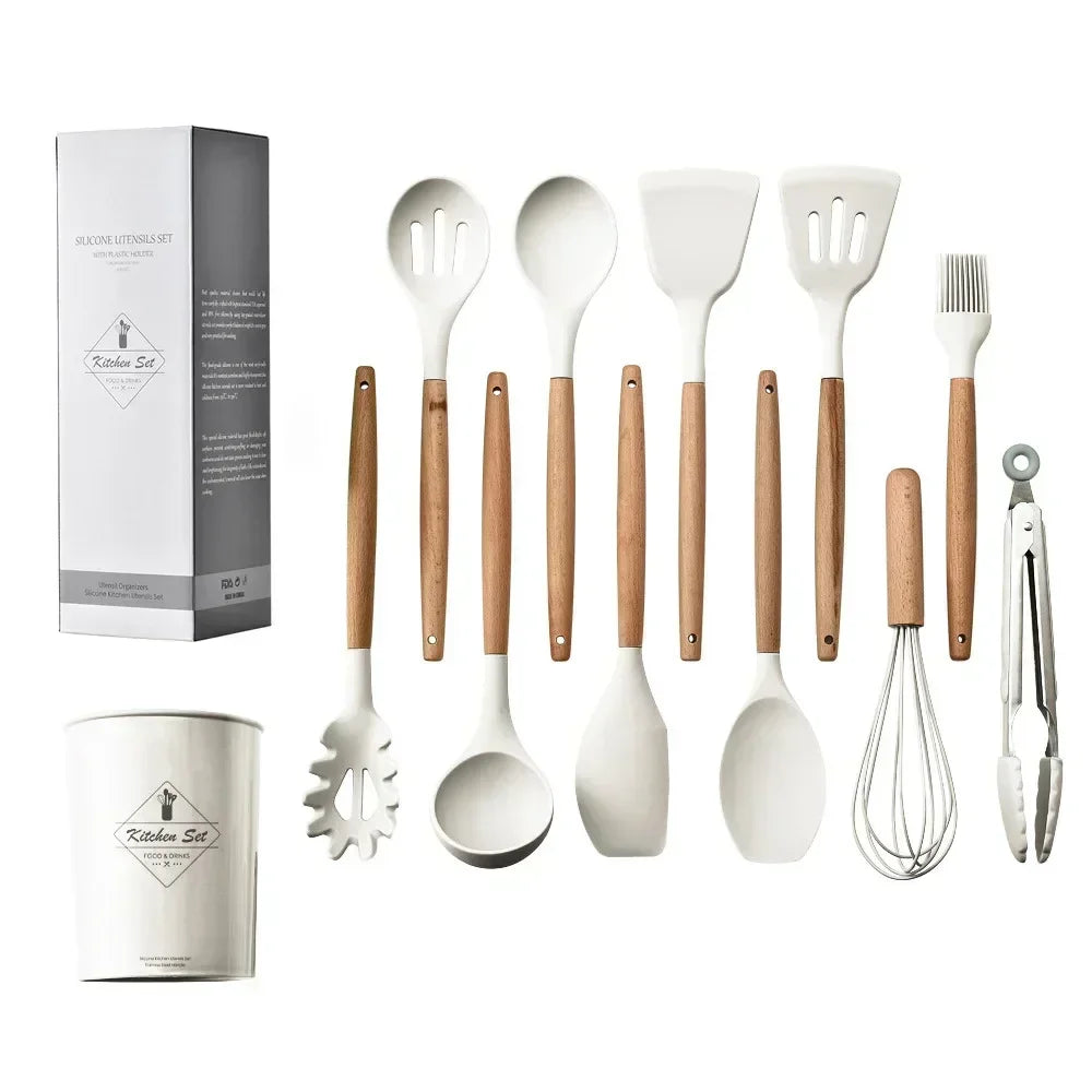 12PC Set Food Grade Silicone Kitchen Cookware Utensils