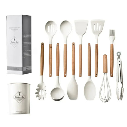 12PC Set Food Grade Silicone Kitchen Cookware Utensils