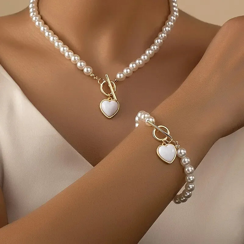 Elegant 2-Piece Faux Pearl Jewelry Combo