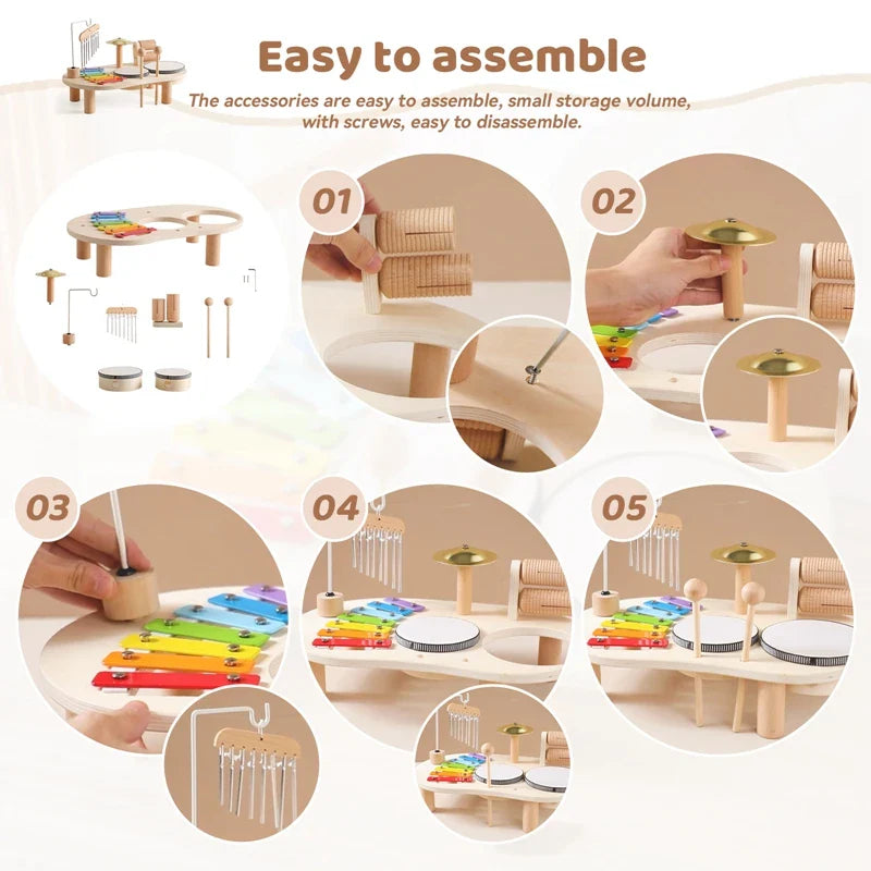 Wooden Aeolian Bells & Xylophone Montessori Baby Educational Musical Toy & Birthday Gift