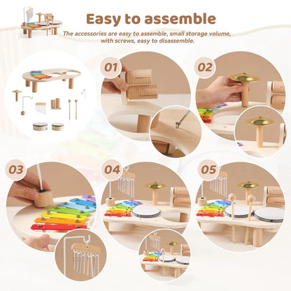 Wooden Aeolian Bells & Xylophone Montessori Baby Educational Musical Toy & Birthday Gift