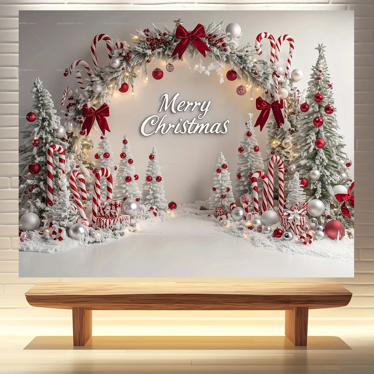 Winter Wonderland Christmas Photography Backdrop - Vibrant Country Window Scene with Snowman, Tree & Gifts - Perfect for Holiday Parties, Home Decor & Studio Props