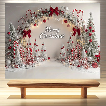 Winter Wonderland Christmas Photography Backdrop - Vibrant Country Window Scene with Snowman, Tree & Gifts - Perfect for Holiday Parties, Home Decor & Studio Props