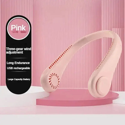 New Mini Neck Fan – Portable Bladeless Hanging Neck Fan | 3-Speed Rechargeable Air Cooler for Summer Sports