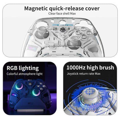 K10 RGB Wireless Gaming Controller with Charging Dock Hall Effect Joystick & Trigger for Nintendo Switch