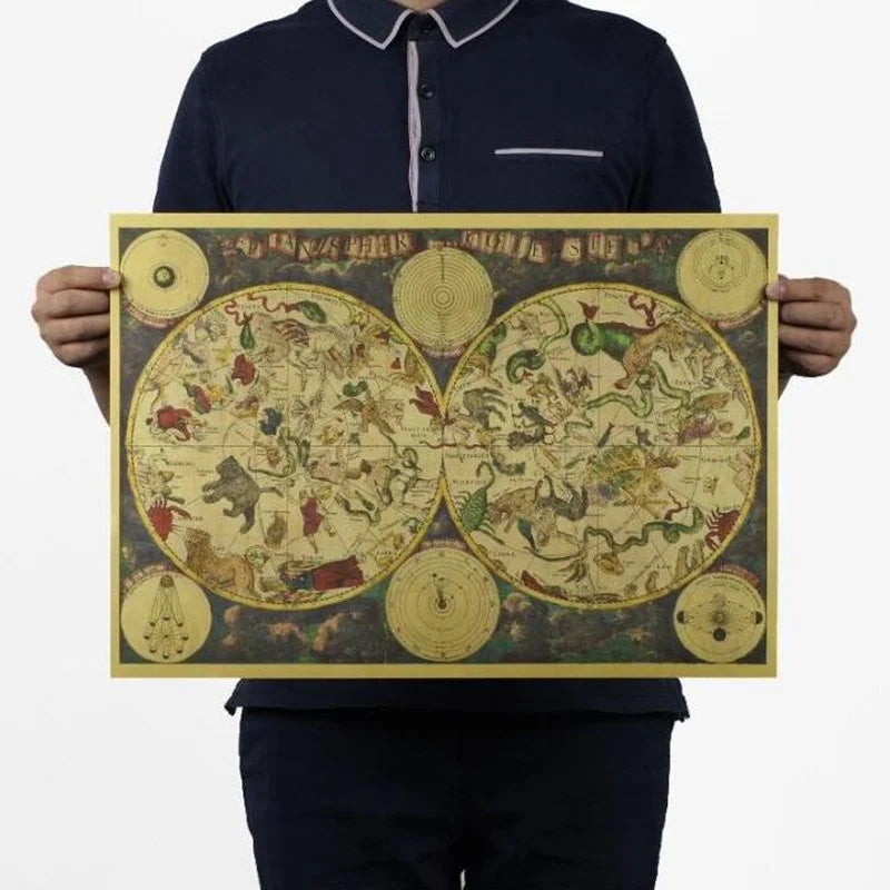 Vintage Mix Order Ancient Old City World Maps Middle Earth Map Moon Poster Retro Kraft Paper Home Decor Wall Sticker