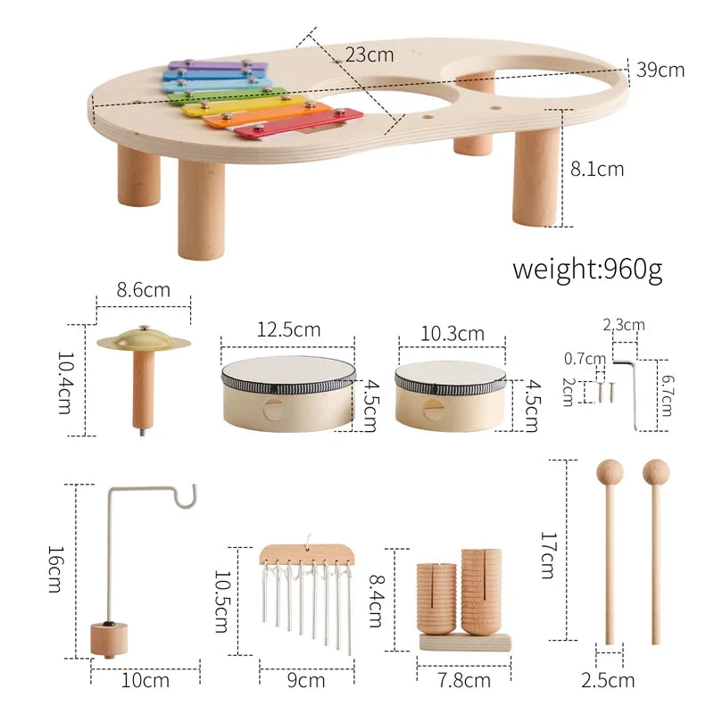 Wooden Aeolian Bells & Xylophone Montessori Baby Educational Musical Toy & Birthday Gift