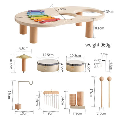 Wooden Aeolian Bells & Xylophone Montessori Baby Educational Musical Toy & Birthday Gift