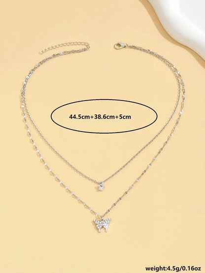 Women's Sparkling Double Layer Butterfly Collar Necklace
