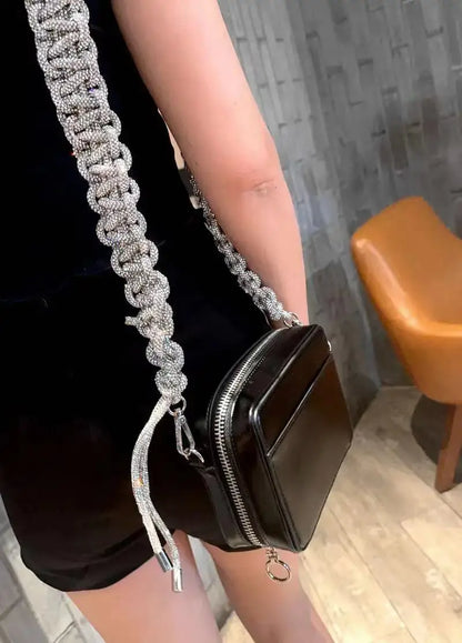 Crystal Rhinestones Diamond Woven Handmade Bag Strap For Handbag Purse Crossbody Shoulder Strap Glitter Belt Bag Accessories