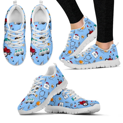 White Ambulance Medical Equipment Sneakers First Aid Printing Summer Breathable Mesh Sneakers Nurse Casual Shoes Custom Shoes