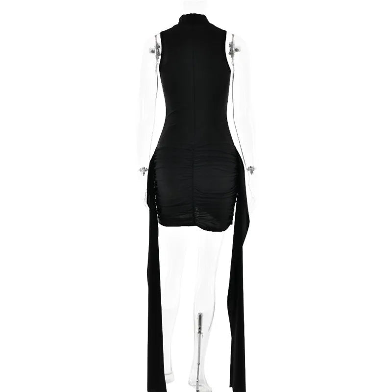 Women's Sleeveless Turtleneck Bodycon Mini Dress – Elegant & Comfy
