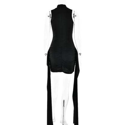 Women's Sleeveless Turtleneck Bodycon Mini Dress – Elegant & Comfy