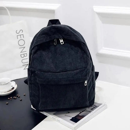 Xajzpa New Trend Backpack Fashion Women Corduroy Backpack College Women Solid Color School Backpack Travel Shoulder Bags For Teenagers