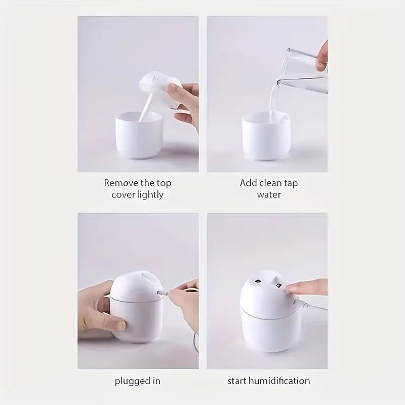 Portable USB Ultrasonic Humidifier & Essential Oil Diffuser with LED Light