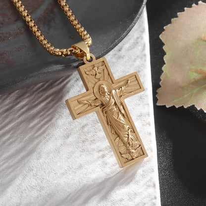 Men's Titanium Steel Stylish Trinity Cross Necklace