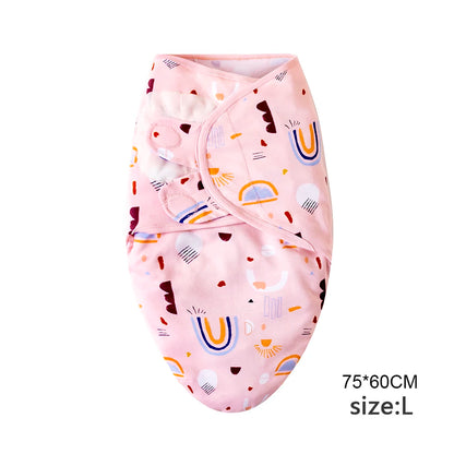 Newborn Cotton Baby Swaddle Wrap Adjustable Sleepsack Hat Set