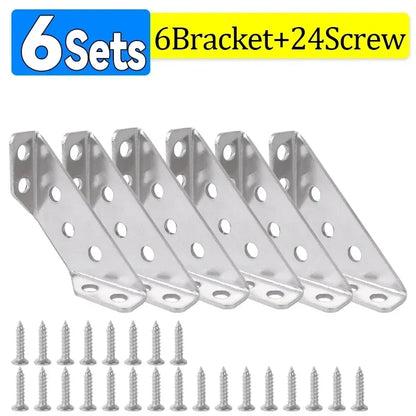 10/1set Corner Brackets Stainless Steel Furniture Angle Shelf Connector Cabinet Support Fixing Frame Corner Brace with Screw