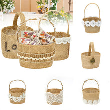Wedding Lace Burlap Flower Basket Linen Candy Storage Bag Wedding Party Baby Shower Favour Gift Bag