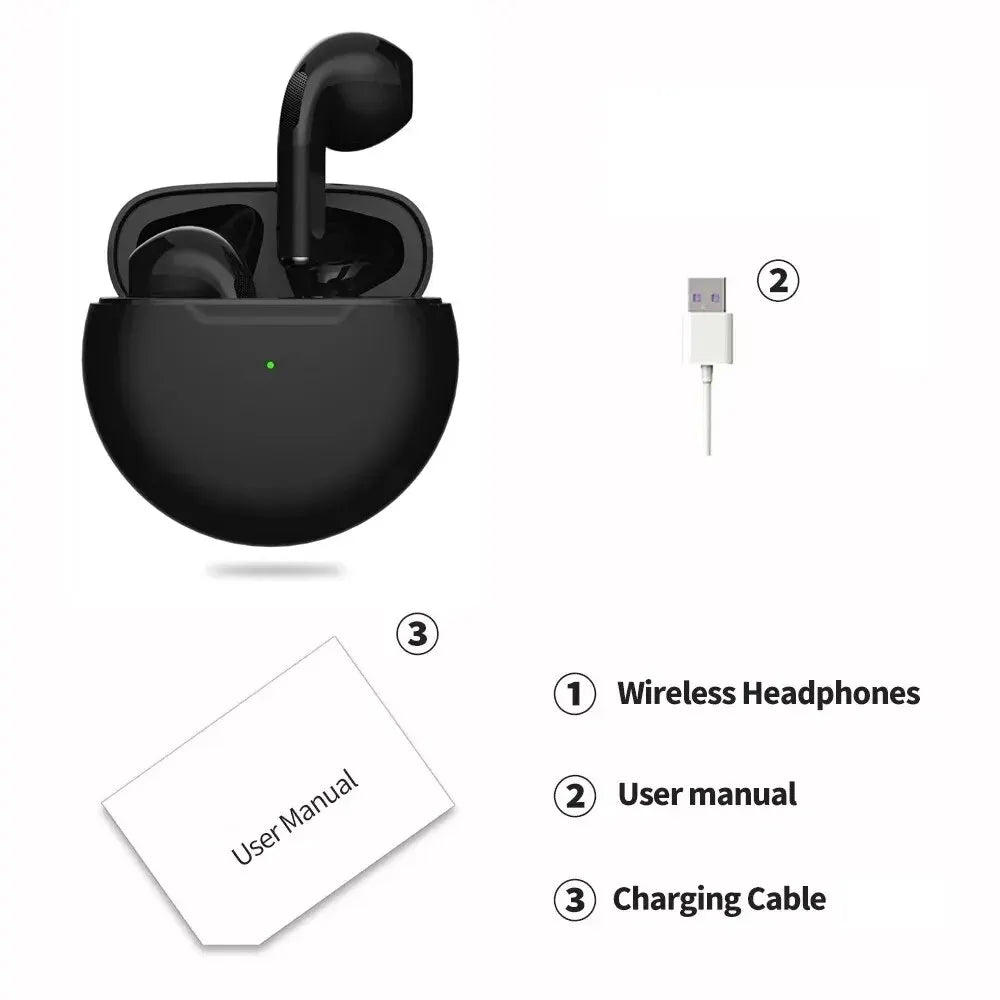 Air Pro 6 TWS Wireless Earbuds – Ultra-Lightweight Bluetooth 5.3 Headset with Mic & Charging Case