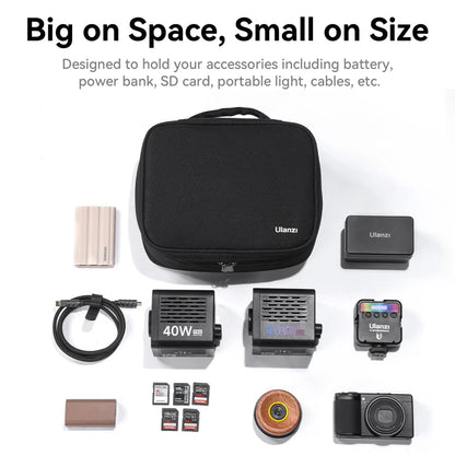 Ulanzi OM-02 Portable Carrying Case Camera Accessories Storage Bag Waterproof Handbag with 3 Detachable Partitions for Lens Led