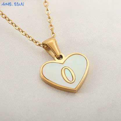 Heart Shell Initial Necklace