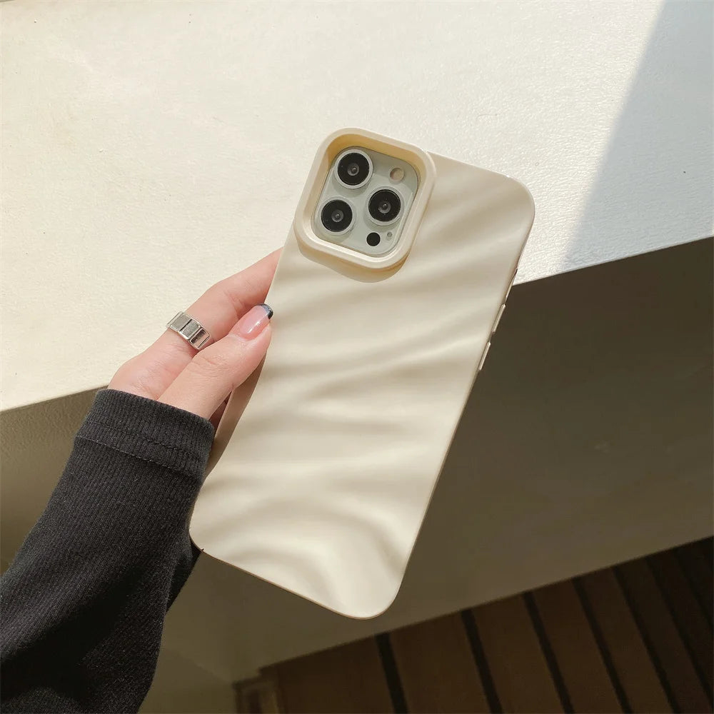 Luxury Plating 3D Wave Pattern Glossy Case For iPhone 16 15 14 13 12 11 Pro Max X XS Max XR 7 8 Plus Fashion Bright Bumper Cover