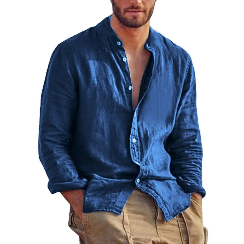 Men’s Casual Linen Shirt – Long Sleeve Button-Down with Relaxed Fit