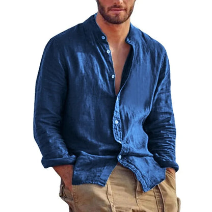 Men’s Casual Linen Shirt – Long Sleeve Button-Down with Relaxed Fit