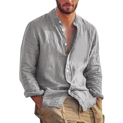Men’s Casual Linen Shirt – Long Sleeve Button-Down with Relaxed Fit