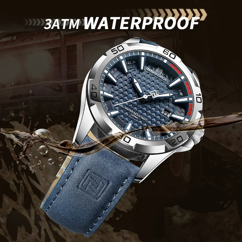 Men's Quartz Leather Strap Waterproof Calendar Clock Watch