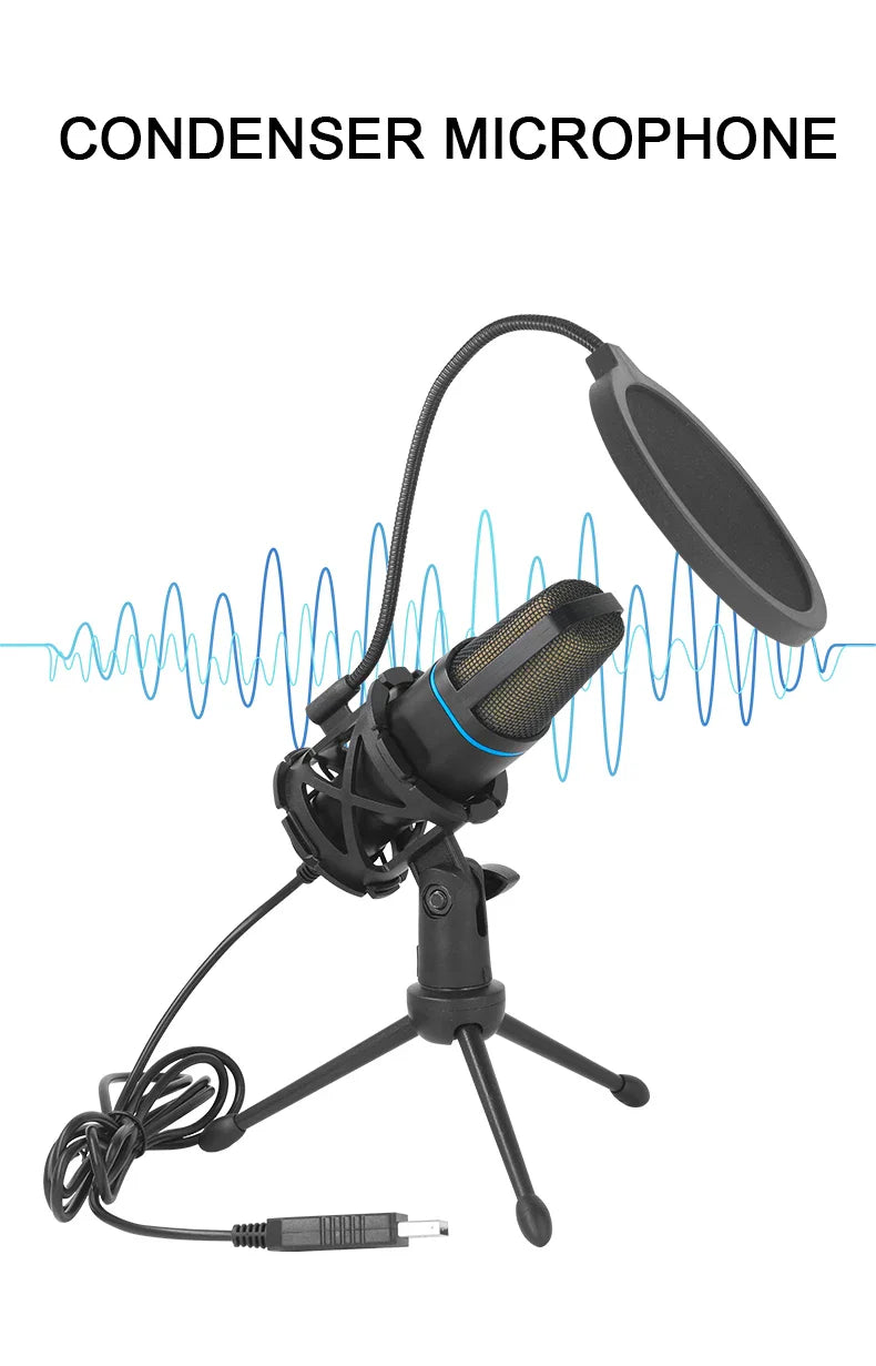 USB Microphone for Laptop and Desktop – Clear Sound Recording Mic