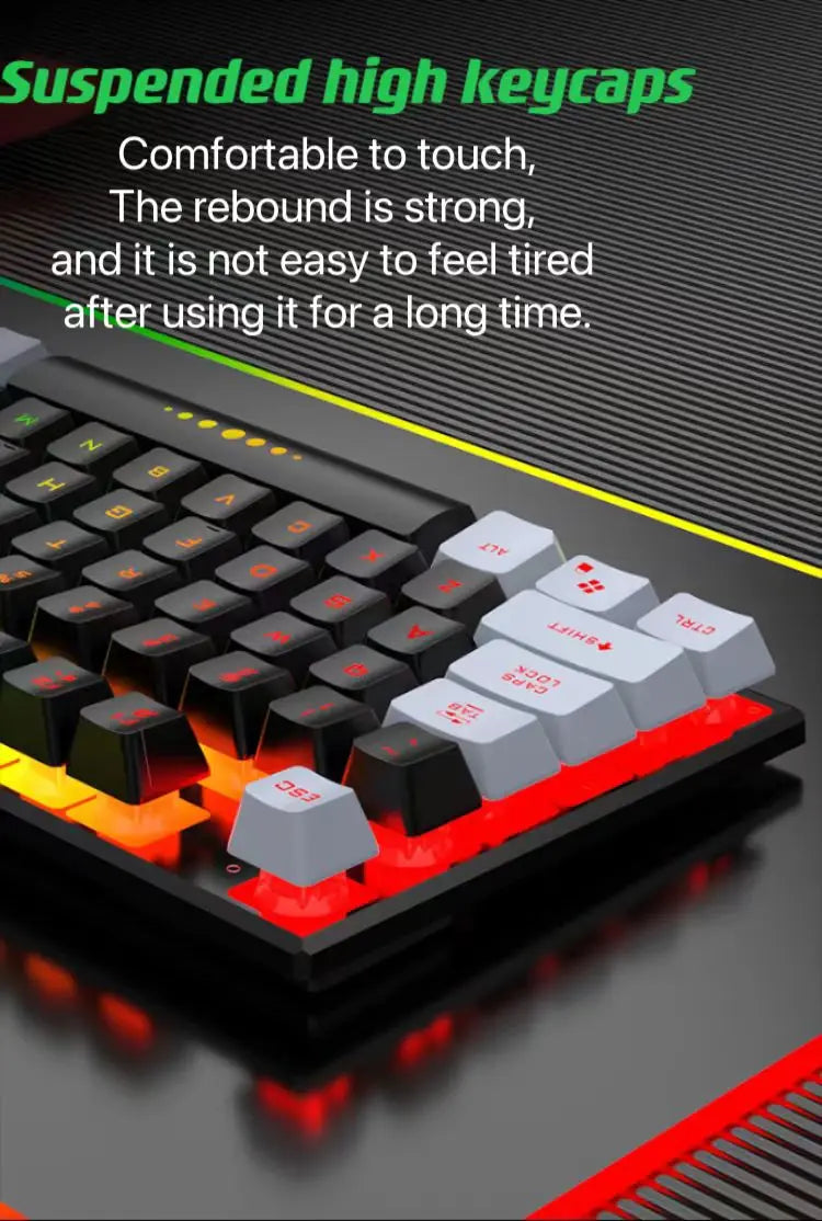 Wired Keyboard and Mouse Set - USB Luminous Mechanical Keyboard & Mouse Set for PC