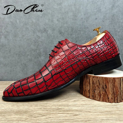 Elegant Men's Loafers Shoes Slip On Casual Dress Pointed Toe Shoes Black Office Business Wedding Real Leather For Shoes