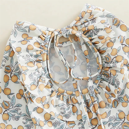 Baby Girl Floral Print Backless Bathing Suit
