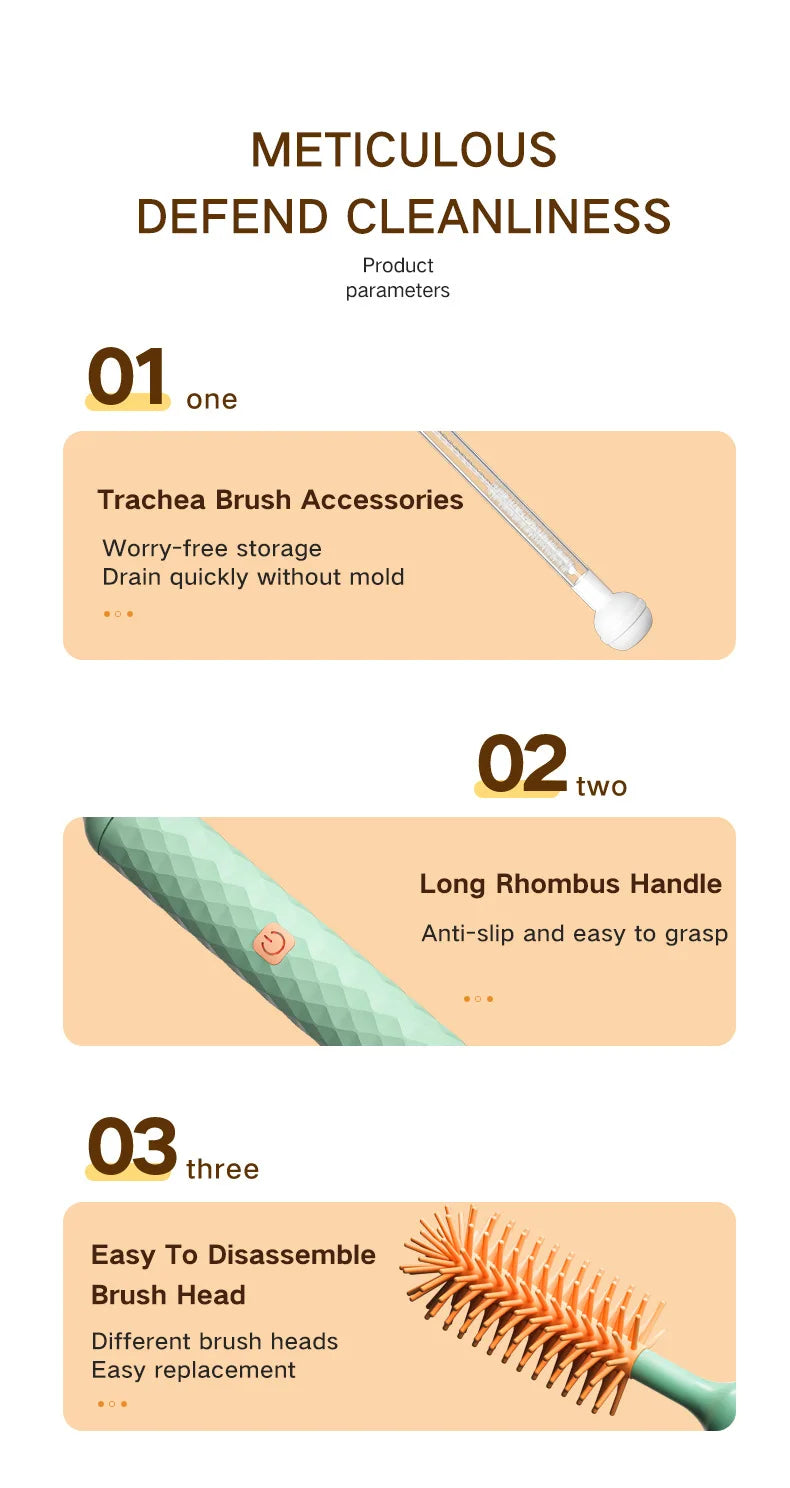 Electric Silicone Bottle Brush 360 Degree Rotating Baby Pacifier Cup Pacifier Cleaning Brush Set with 1200mAh Lithium Battery