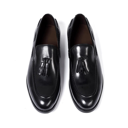 Men's Genuine Leather Handmade Slip on Tassel Loafers Shoes