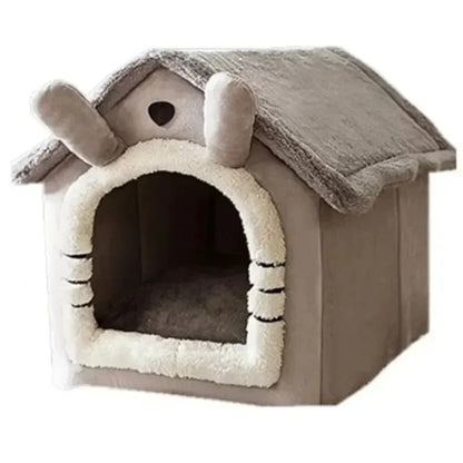 Cartoon House Pet Bed – Arctic Fleece & Plush, Removable & Washable, Ideal for Cats & Small Dogs