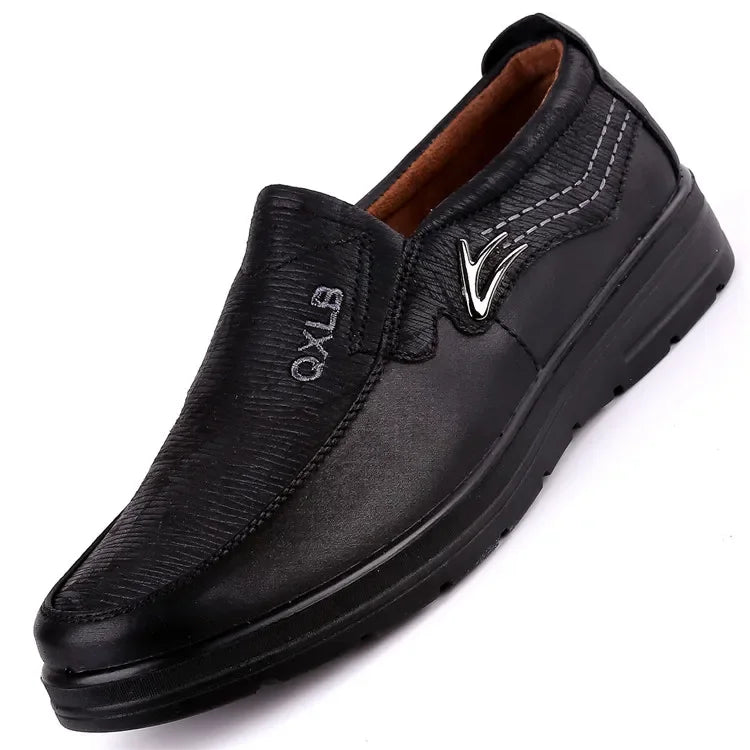 Men Leather Black Business Casual Loafers