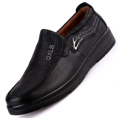 Men Leather Black Business Casual Loafers