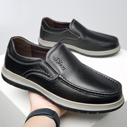 Men's Non-Slip Plush-Lined Leather Sneakers