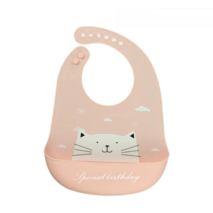 Waterproof Baby Bibs with Adorable Cartoon Dinosaur Print – Adjustable, Soft Silicone Material for Mess-Free Toddler Feeding