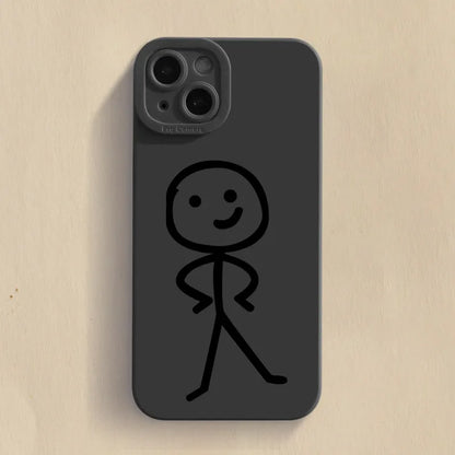 Cute Cartoon Matchman Matte Silicone Phone Case For iPhone 16 11 12 13 14 15 Pro Max XR XS X 7 8 Plus SE 2020 Soft Back Cover