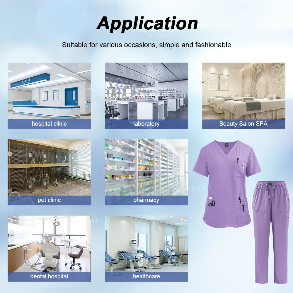 Medical Uniform Scrub Hospital Working Scrubs Set Wholesale Nursing Scrub Uniforms Women Healthcare Pharmacy Clinic Work Clothes