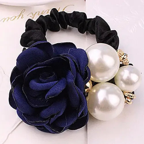 Stylish LOVEF Pearl Flower Hair Tie Set