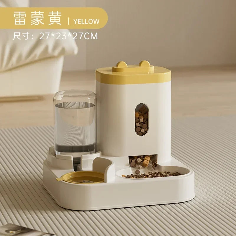 Universal Pet Feeder Station - Automatic Cat Feeder and Water Dispenser for Cats and Dogs - Easy-to-Clean Plastic Material, No Battery Required, Uncharged, Space-Saving Design